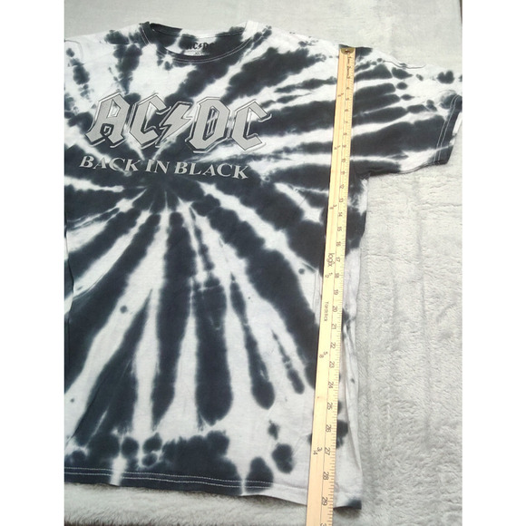 AC DC Back in Black Tie Dye Unisex Heavy Metal T Shirt XL Black Tie Dye Rock - Picture 7 of 10